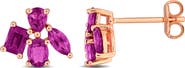 DELMAR Rhodolite Garnet Cluster Stud Earrings