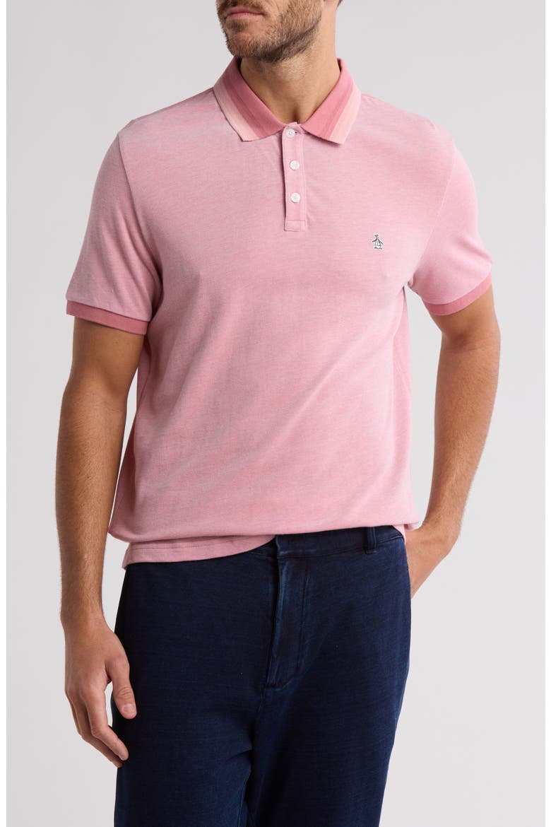 Tipped Cotton Contrast Collar Polo, Main, color, DUSTY ROSE