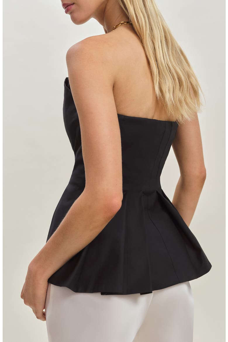 Ashlyn Pleated Peplum Strapless Top, Alternate, color, BLACK
