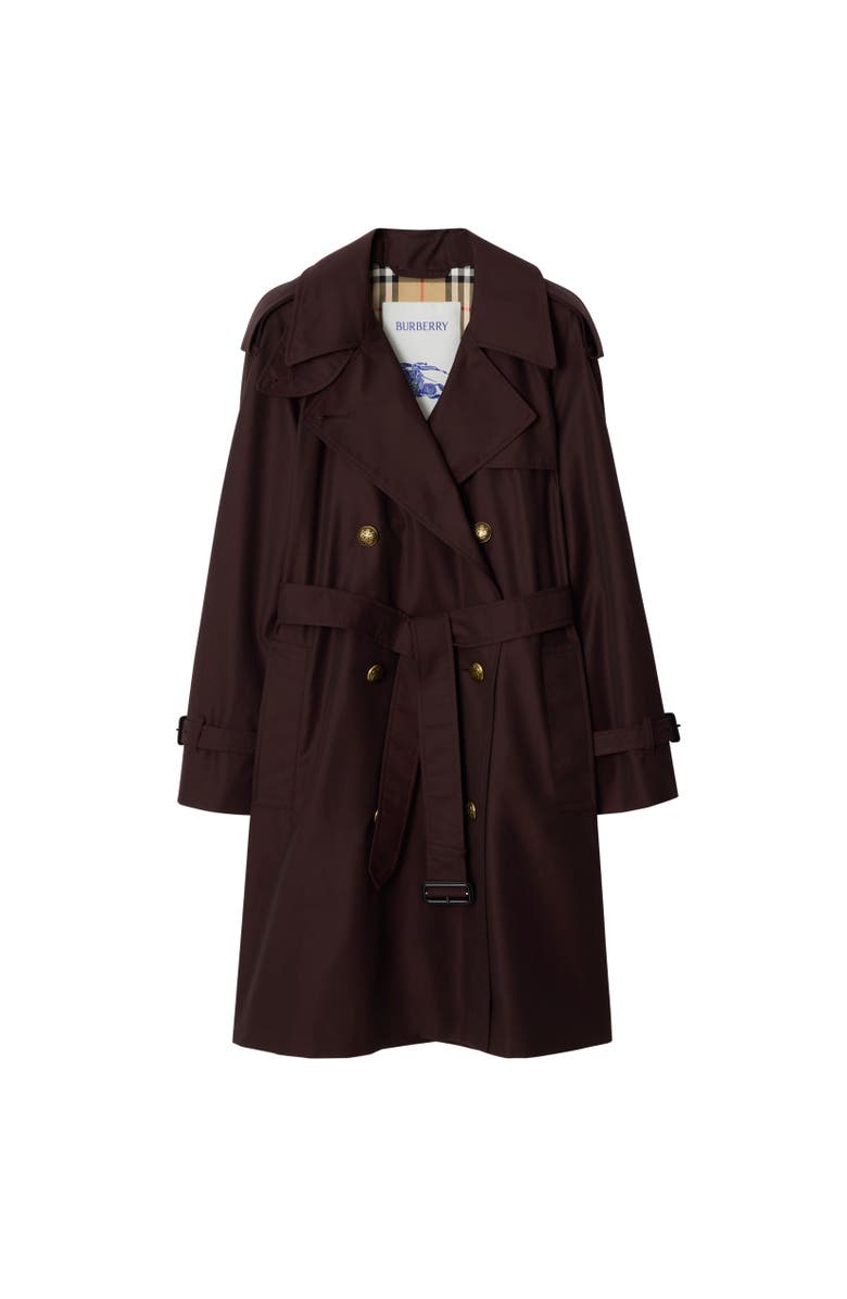 Burberry Mid-length Gabardine Castleford Trench Coat, Alternate, color, Mahogany Red