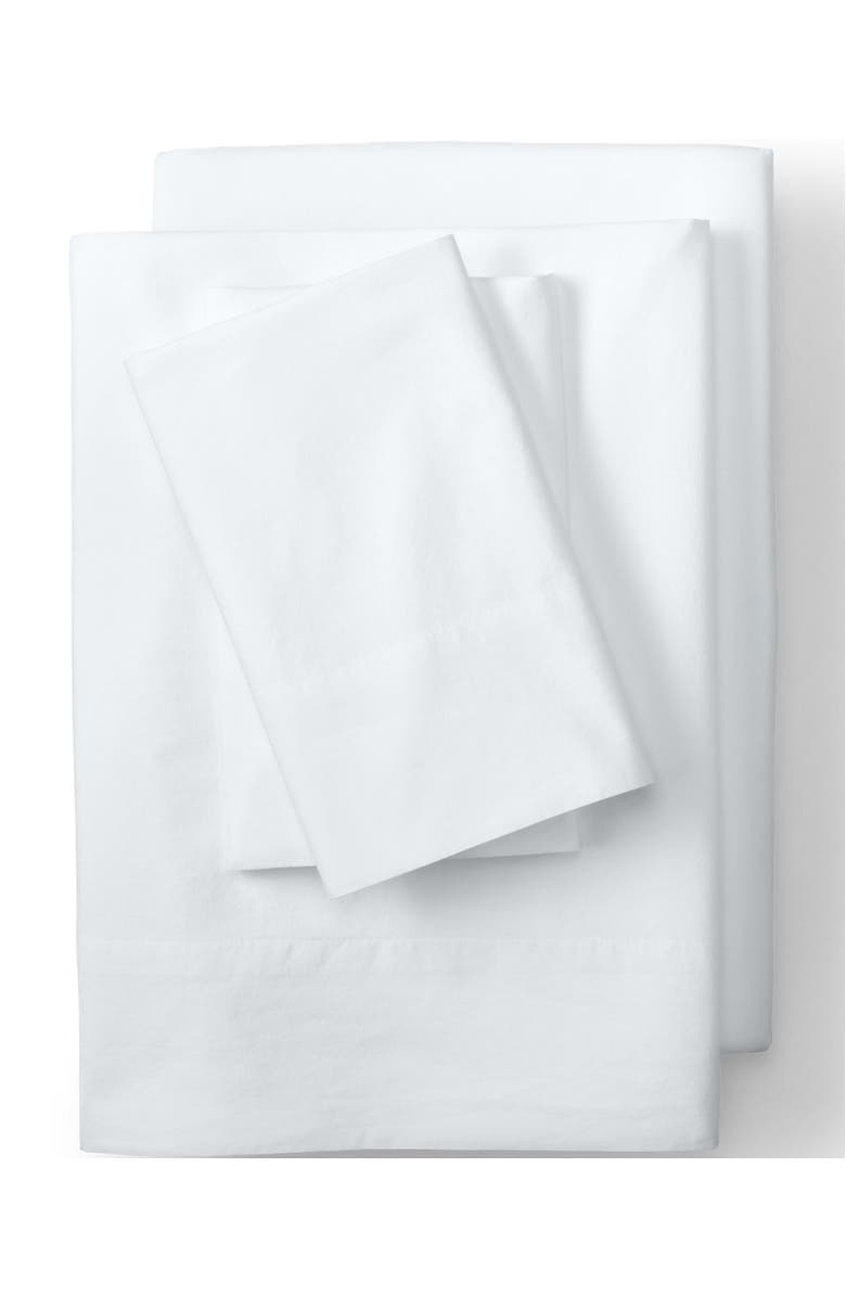 Lands' End Essential Garment Washed Cotton Bed Pillowcases, Main, color, White