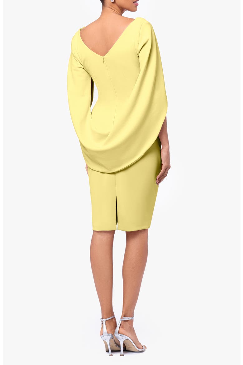 Drape Back Scuba Crepe Cocktail Dress, Alternate, color, LEMON