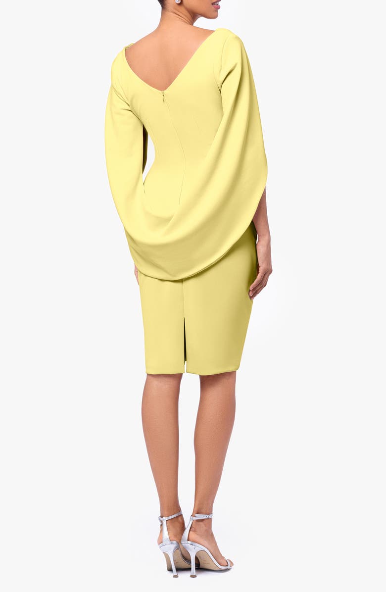Betsy & Adam Drape Back Scuba Crepe Cocktail Dress, Alternate, color, Lemon