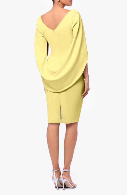 Betsy & Adam Drape Back Scuba Crepe Cocktail Dress In Lemon