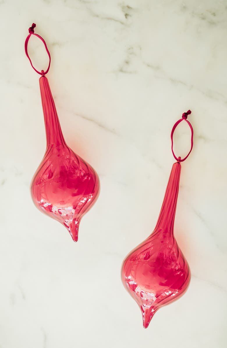 Rachel Parcell Set of 2 Pulled Glass Ornaments, Main, color,