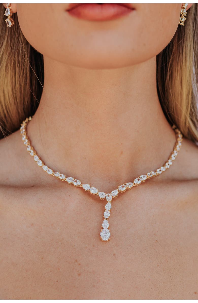 Untamed Petals Gravity Crystal Necklace, Alternate, color, Gold