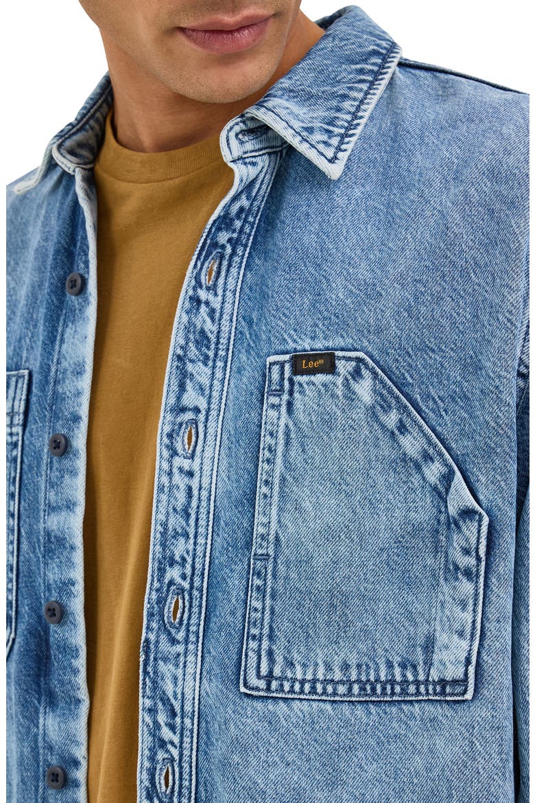 Engineer Cotton & Lyocell Denim Button-Up Overshirt, Alternate, color, BLUE MEADOW WASH