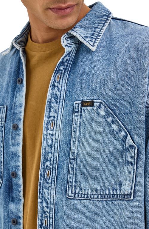Lee Engineer Cotton & Lyocell Denim Button-up Overshirt In Blue Meadow Wash