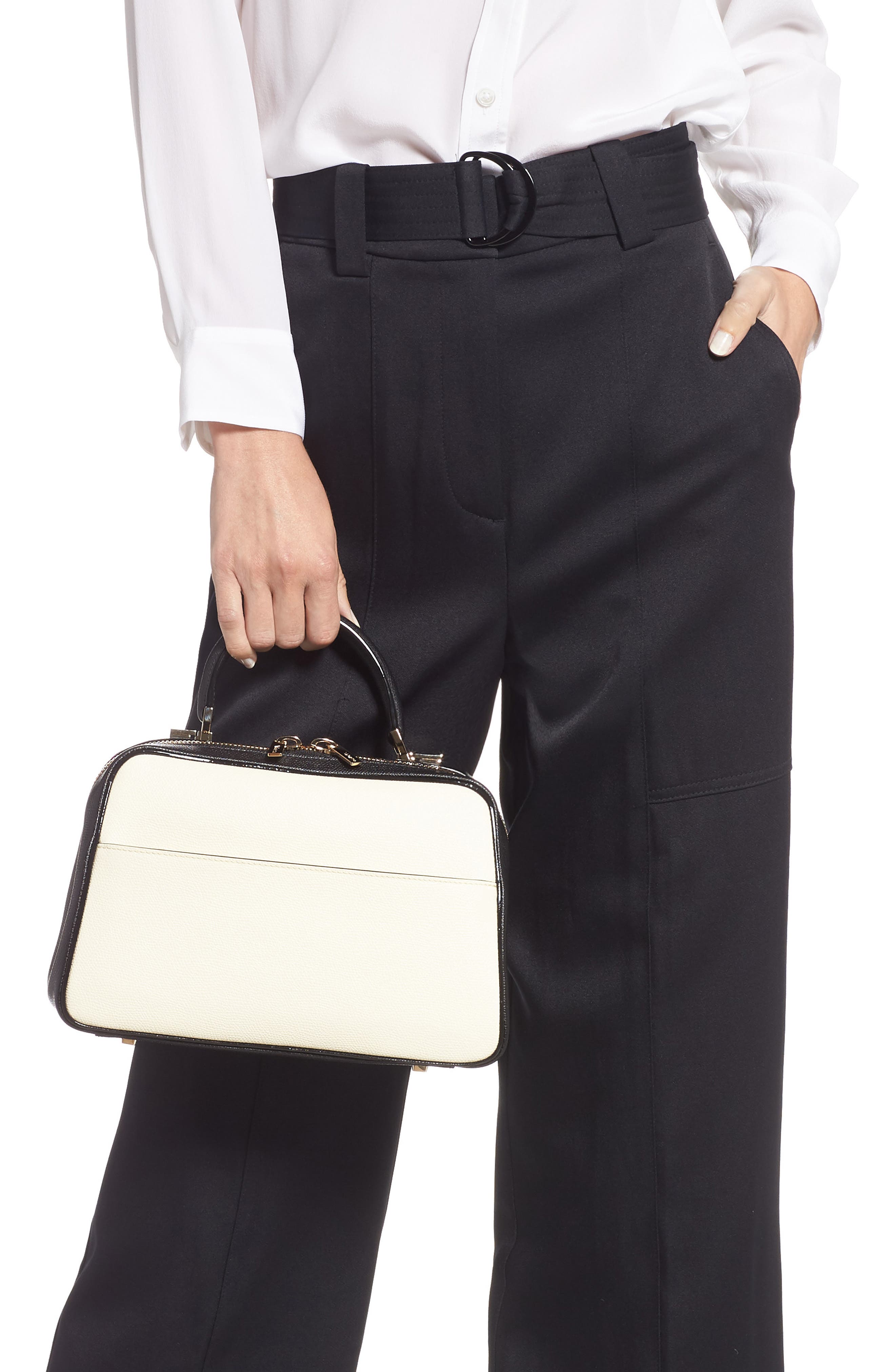 Valextra Medium Serie S Leather Top Handle Bag, Alternate, color, 