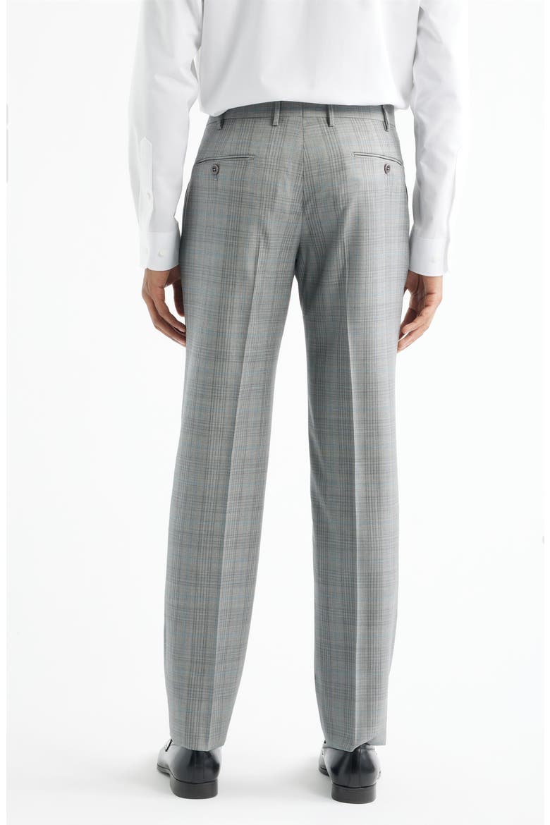Parker Flat Front Plaid Wool Dress Pants, Alternate, color, STONE