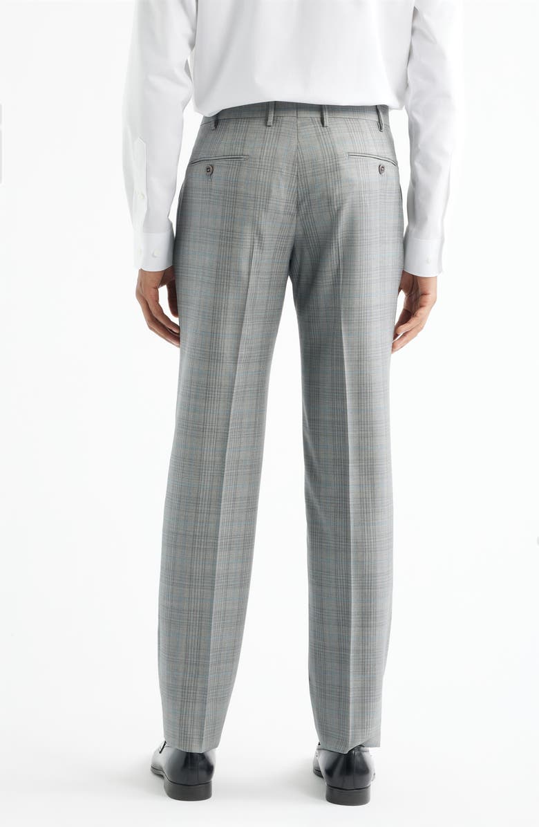 Zanella Parker Flat Front Plaid Wool Dress Pants, Alternate, color, Stone