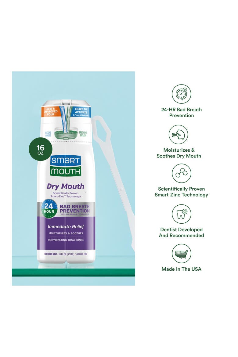 Dry Mouth Zinc Activated Mouthwash & Tongue Cleaner Optimal Oral Health - Sugar, Gluten & Alcohol-Free 16 fl oz, Alternate, color, Soothing Mint