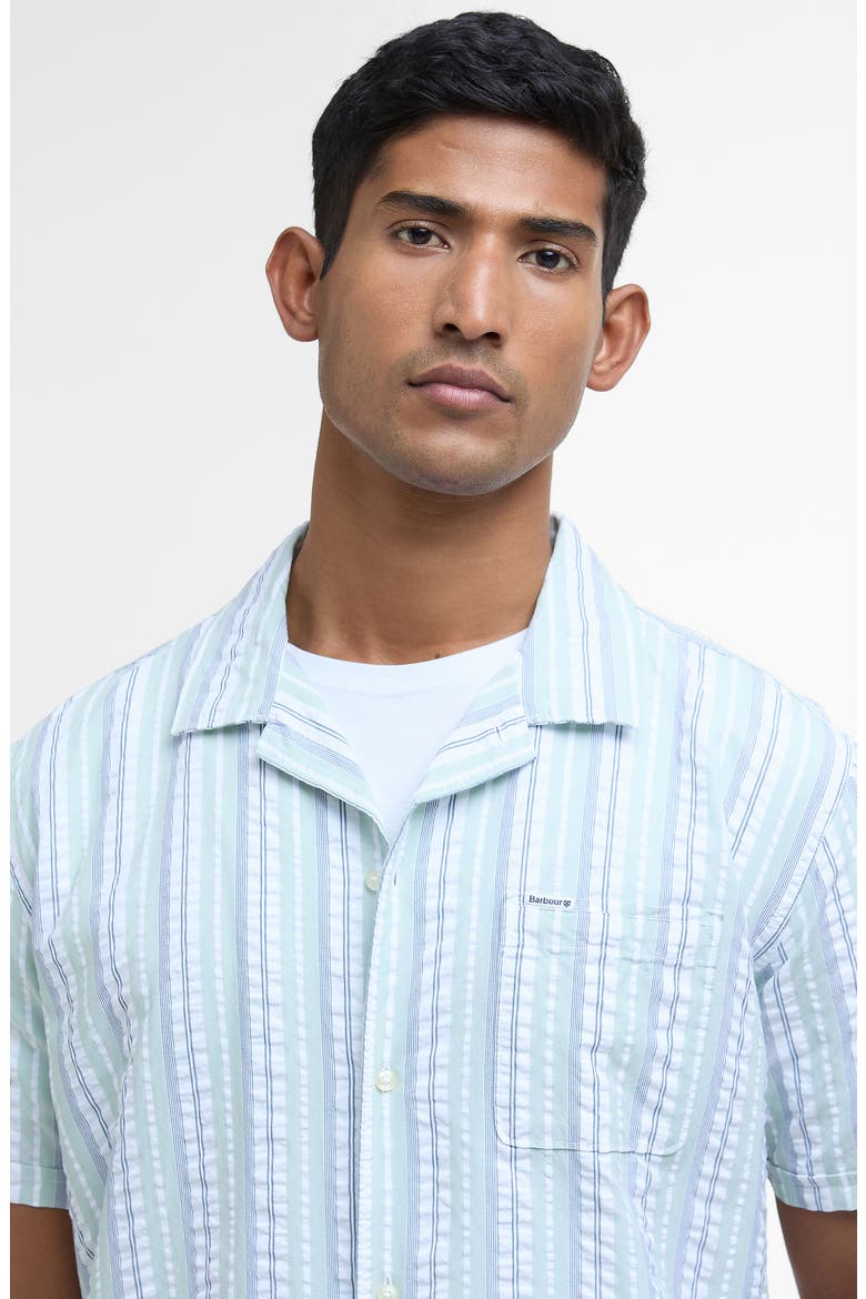 Beechcroft Stripe Cotton Seersucker Camp Shirt, Alternate, color, PALE APPLE