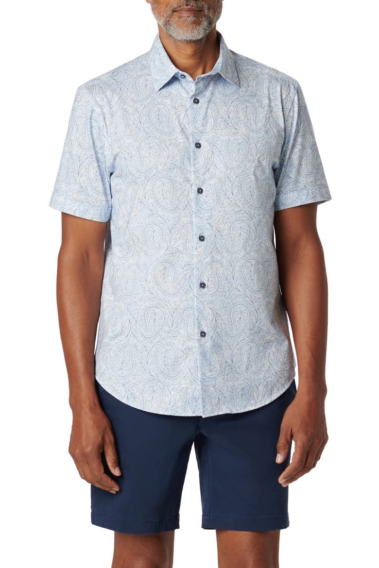 Miles OoohCotton® Floral Short Sleeve Button-Up Shirt, Main, color, SKY