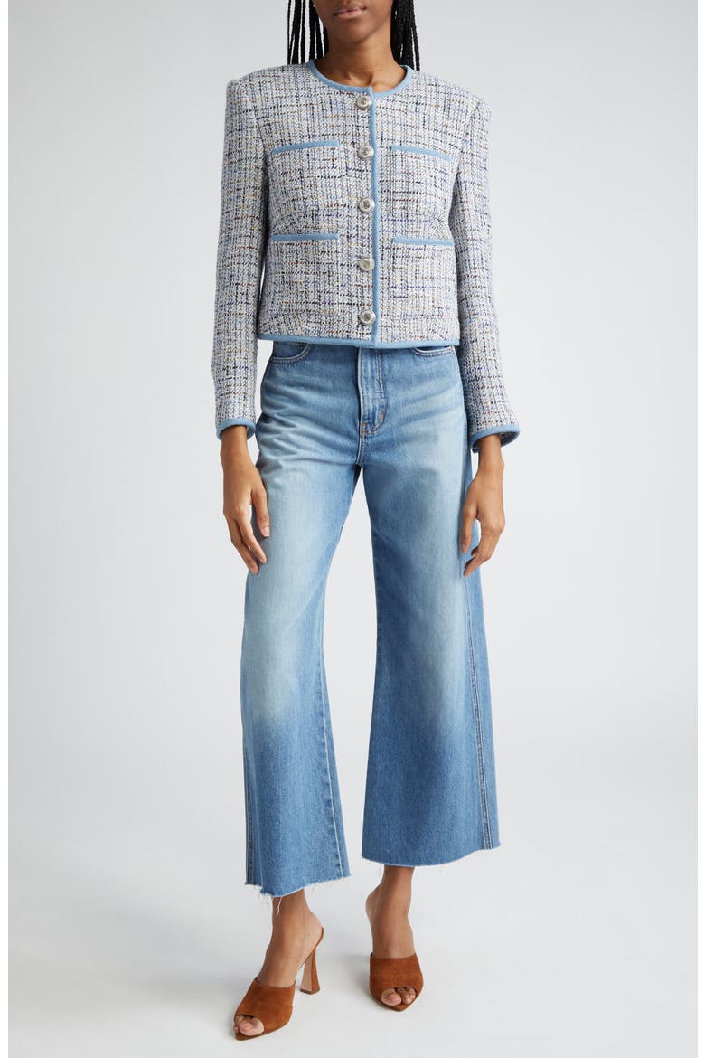Taylor Raw Hem High Waist Crop Wide Leg Jeans, Alternate, color, ENOUGH SAID