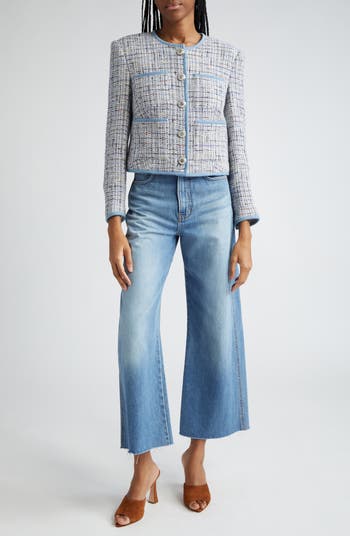 Taylor Raw Hem High Waist Crop Wide Leg Jeans