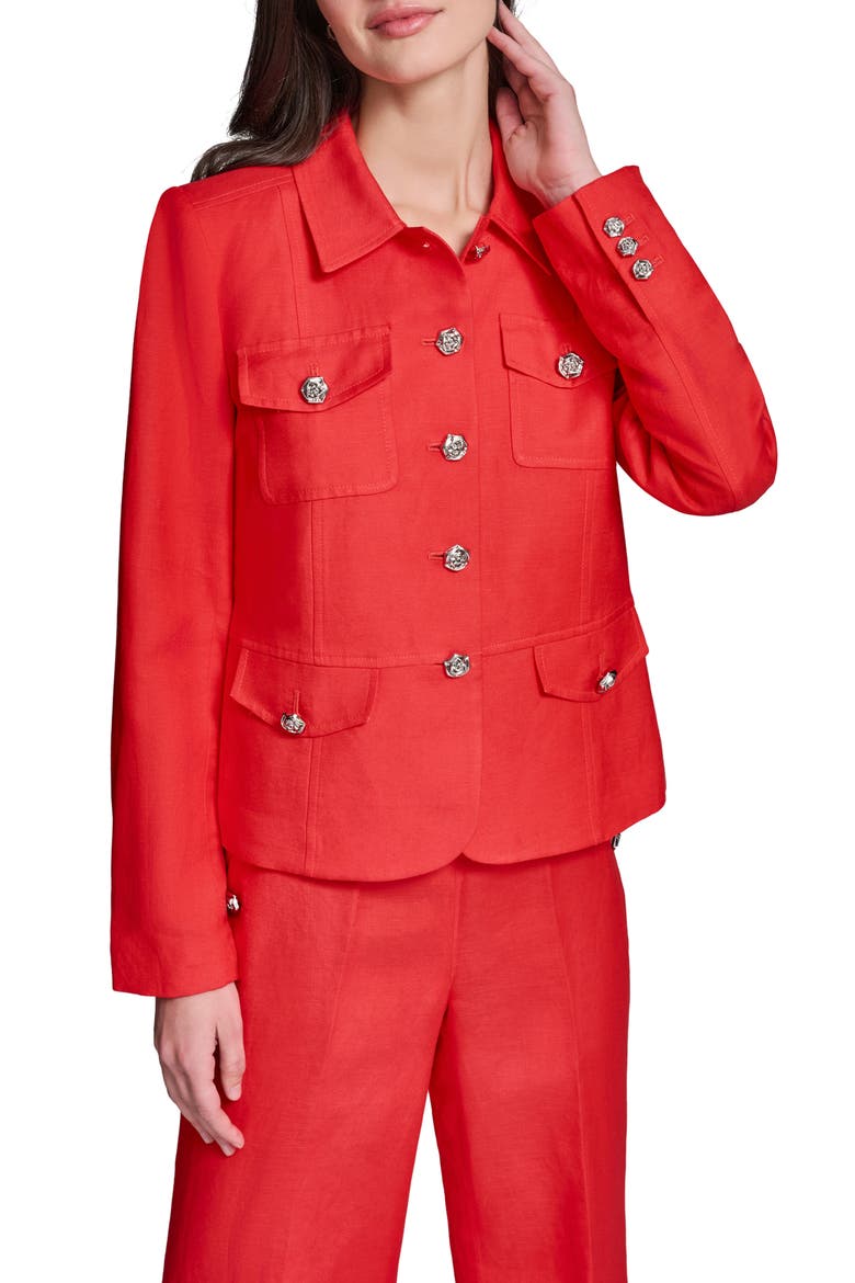 Linen Blend Jacket, Main, color, APPLE