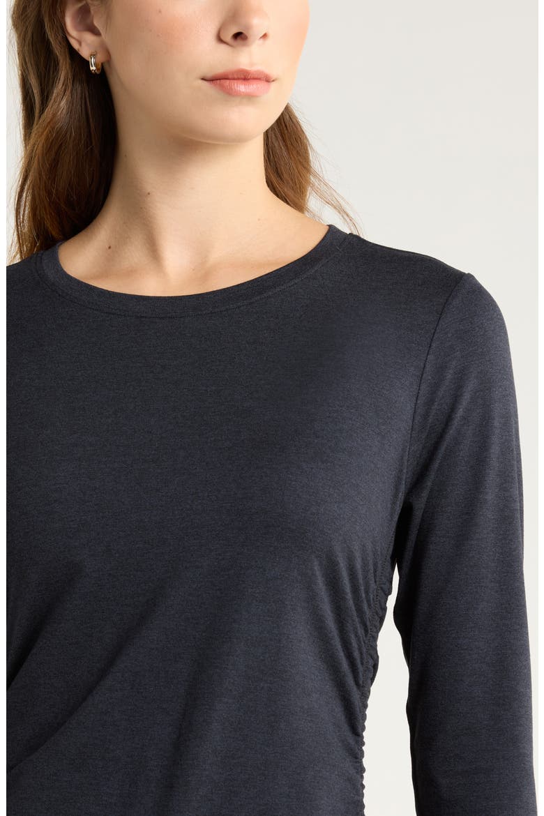 Restore Soft Lite Ruched Long Sleeve T-Shirt, Alternate, color, BLACK