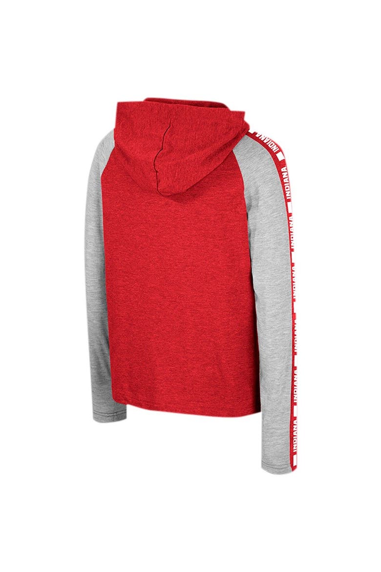 Youth Colosseum Crimson Indiana Hoosiers Ned Raglan Long Sleeve Hooded T-Shirt, Alternate, color, Crimson