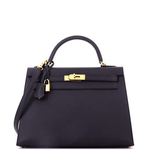 Kelly Handbag Black Epsom with Gold Hardware 32