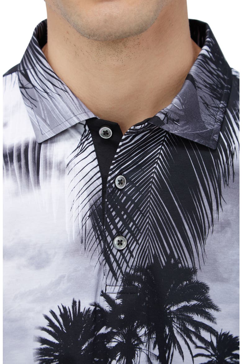 Hendrix Digital Tropical Print Pima Cotton Polo, Alternate, color, BLACK