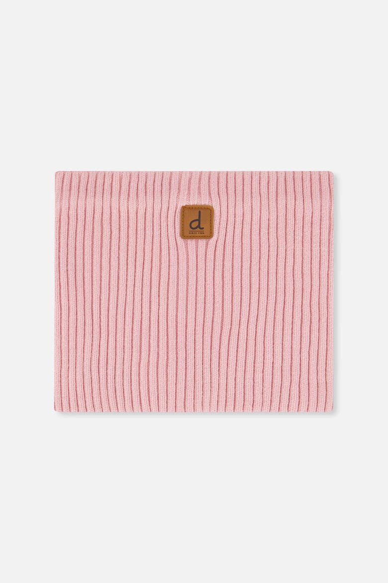 Ribbed Knit Tube Logo Patch Neckwarmer, Main, color, Pale Dusty Pink