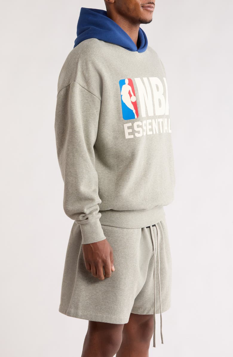 Fear of God Essentials x NBA Sports Fit Hoodie, Alternate, color, Concrete Heather/ Estate Blue