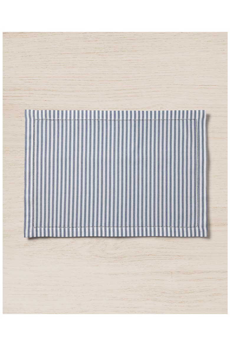 Set of 4 French Ticking Cotton Placemats, Alternate, color, NAVY