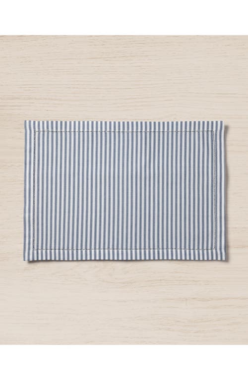 Petite Plume Set Of 4 French Ticking Cotton Placemats In Navy