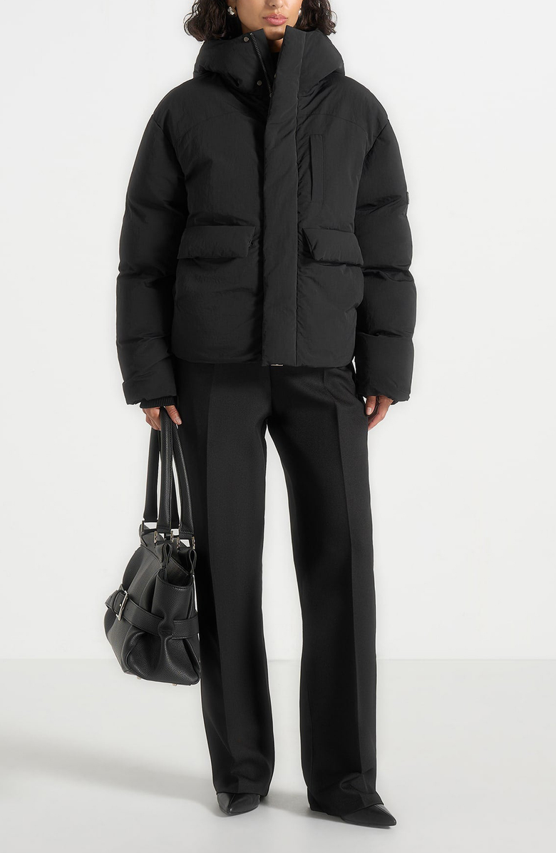 Manière De Voir Casey Unisex Minimal Raglan Puffer Jacket, Main, color, Black