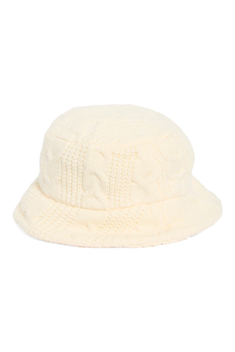 Cable Stitch Bucket Hat, Alternate, color, IVORY