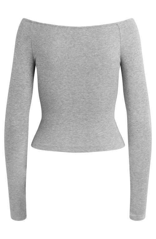 Favorite Daughter The Sydney Off The Shoulder Long Sleeve Top In Heather Grey
