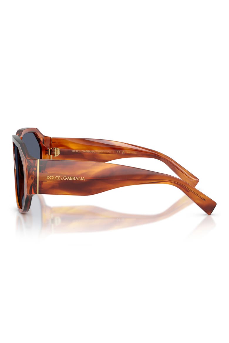 58mm Polarized Pilot Sunglasses, Alternate, color, STRIPED GINGER / DARK BLUE