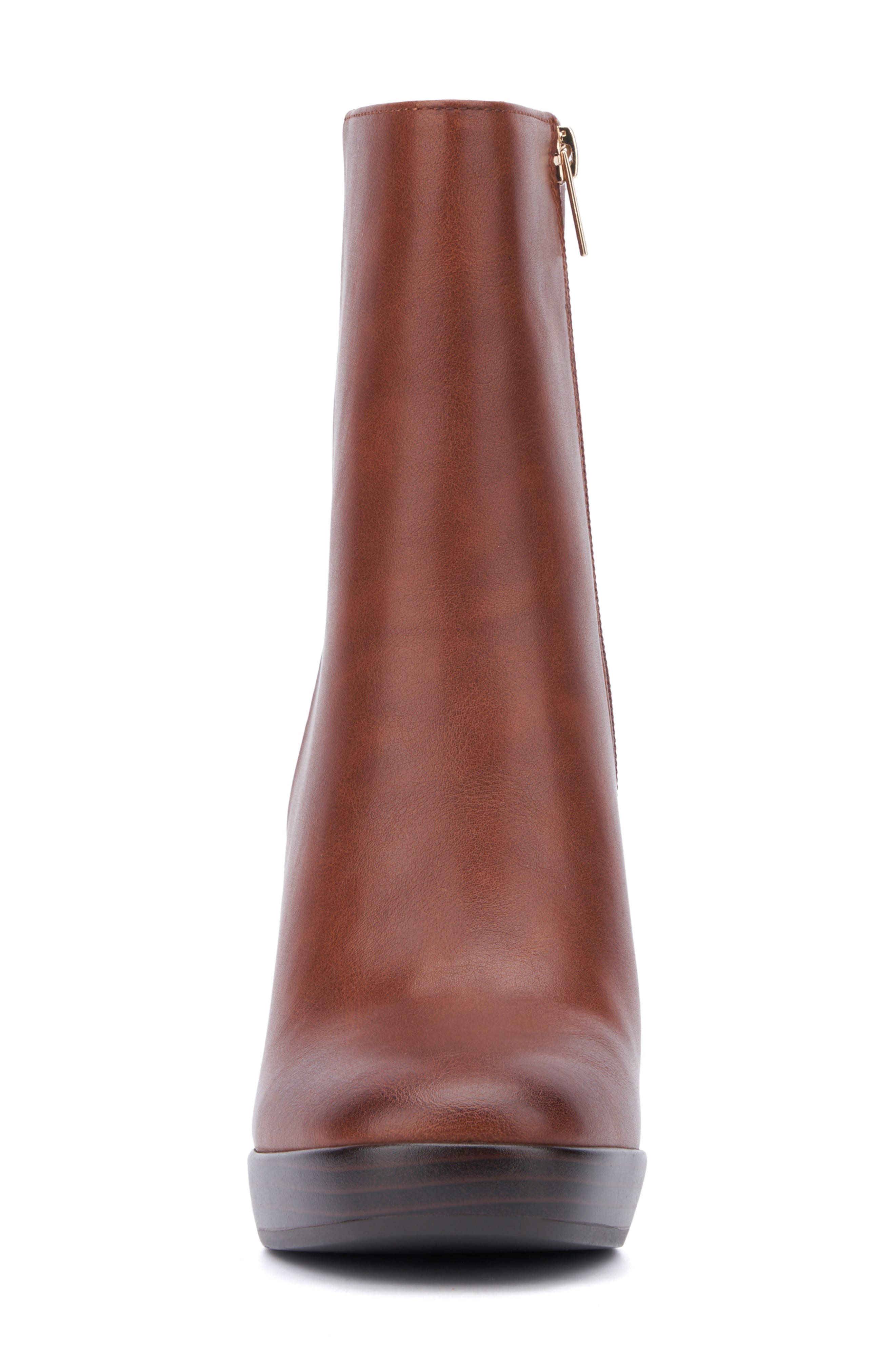 Fay Platform Faux Leather Boot, Alternate, color, COGNAC