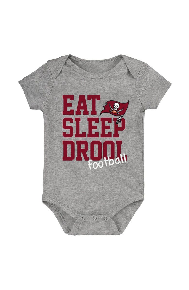 Outerstuff Newborn & Infant Red/Orange/Heather Gray Tampa Bay Buccaneers Three-Pack Eat, Sleep & Drool Retro Bodysuit Set, Alternate, color, 