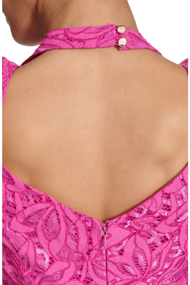 Corded Lace Halter Cocktail Minidress, Alternate, color, FUCHSIA