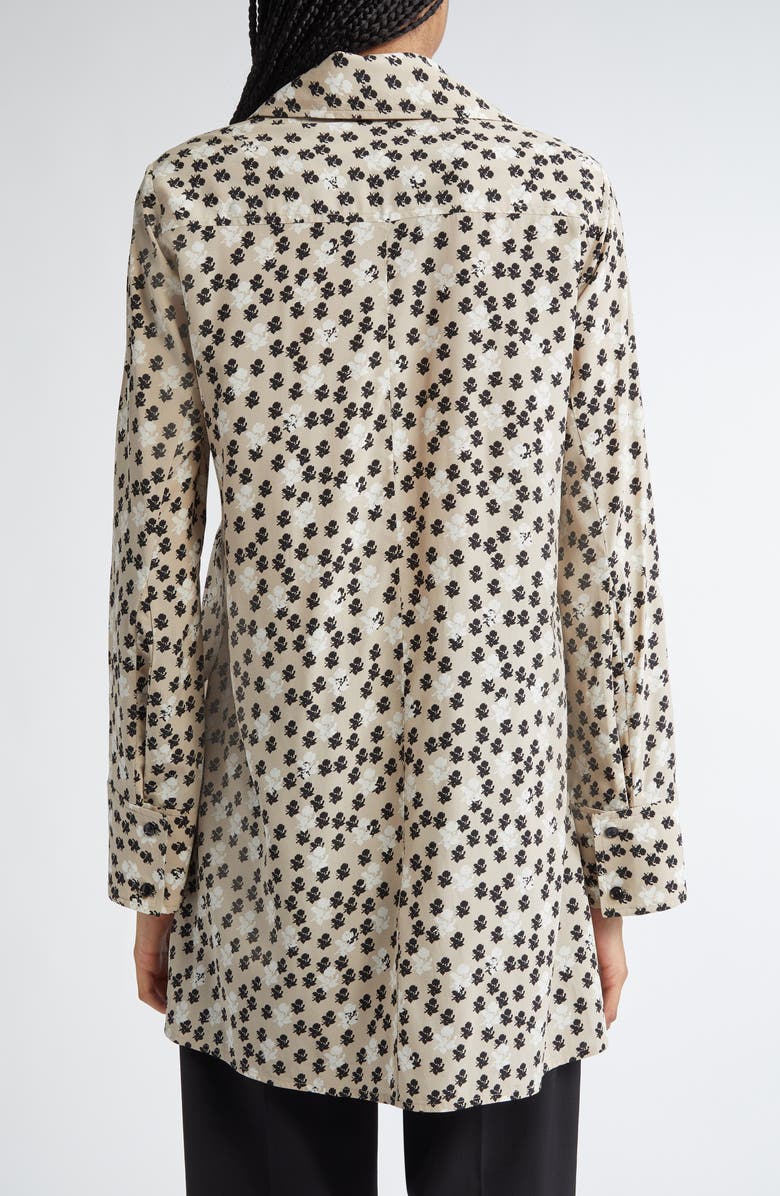 Emmeline Floral Stretch Silk Blend Button-Up Top