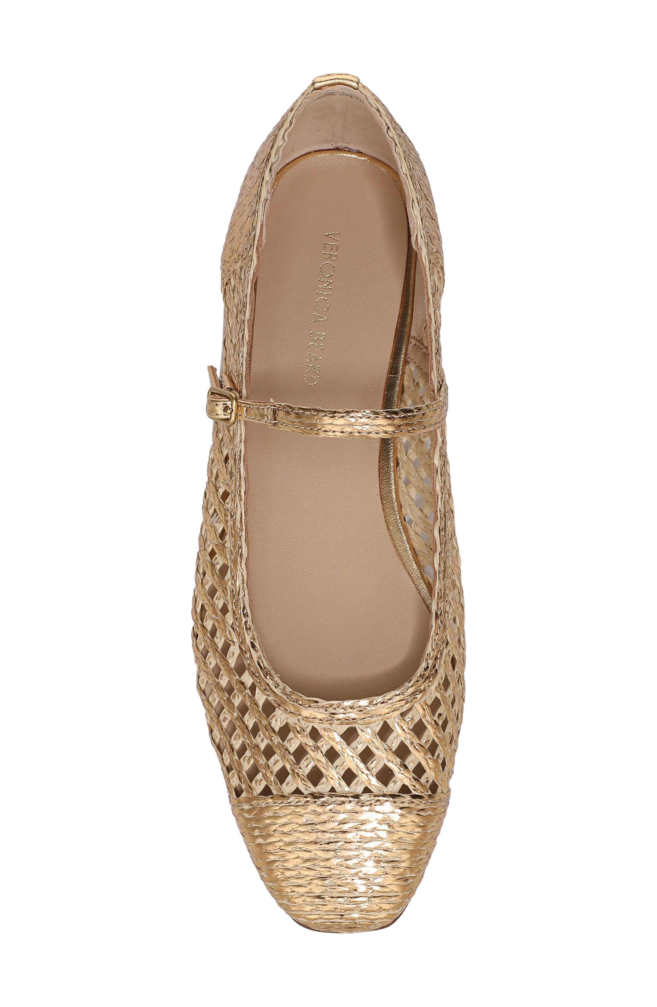 Veronica Beard Ellie Woven Ballet Flat, Alternate, color, Pale Gold