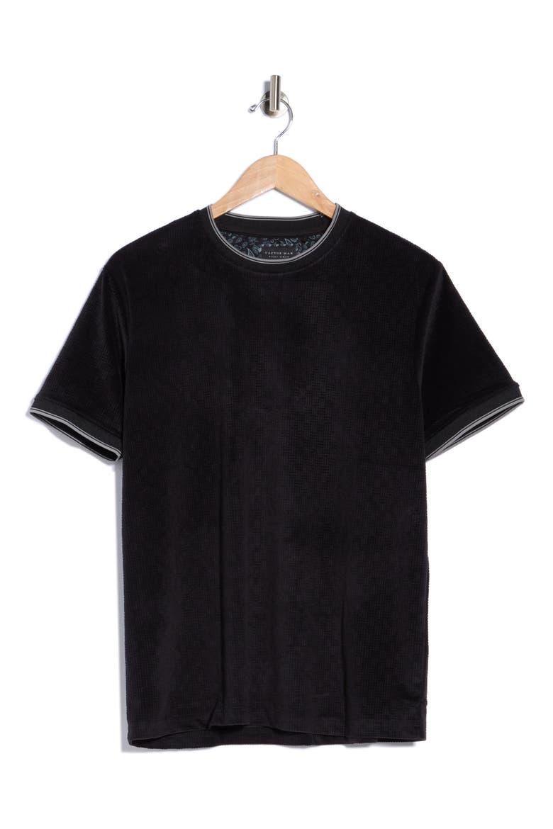 Tipped Textured Crewneck T-shirt, Alternate, color, BLACK