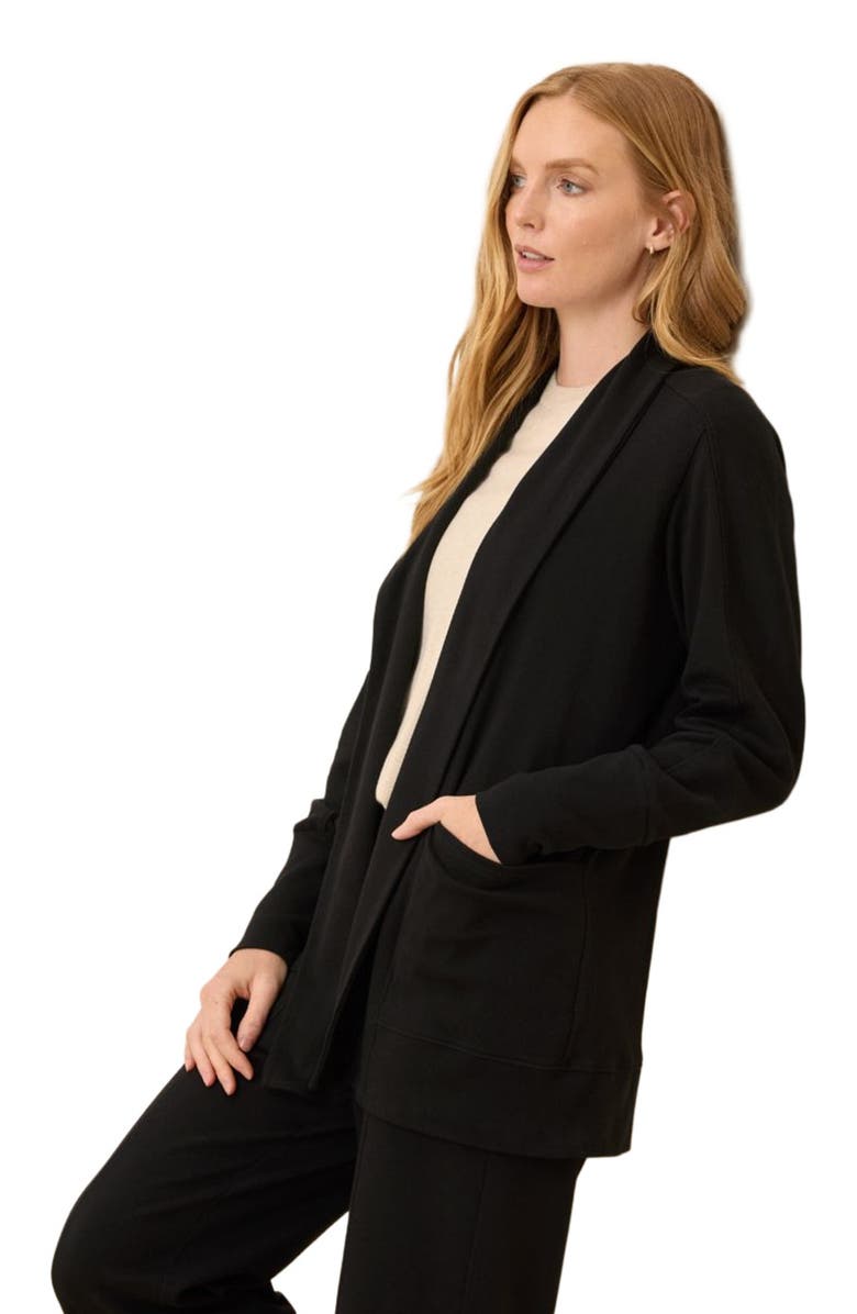 Pact Organic Cotton Airplane Wrap Cardigan, Alternate, color, Black