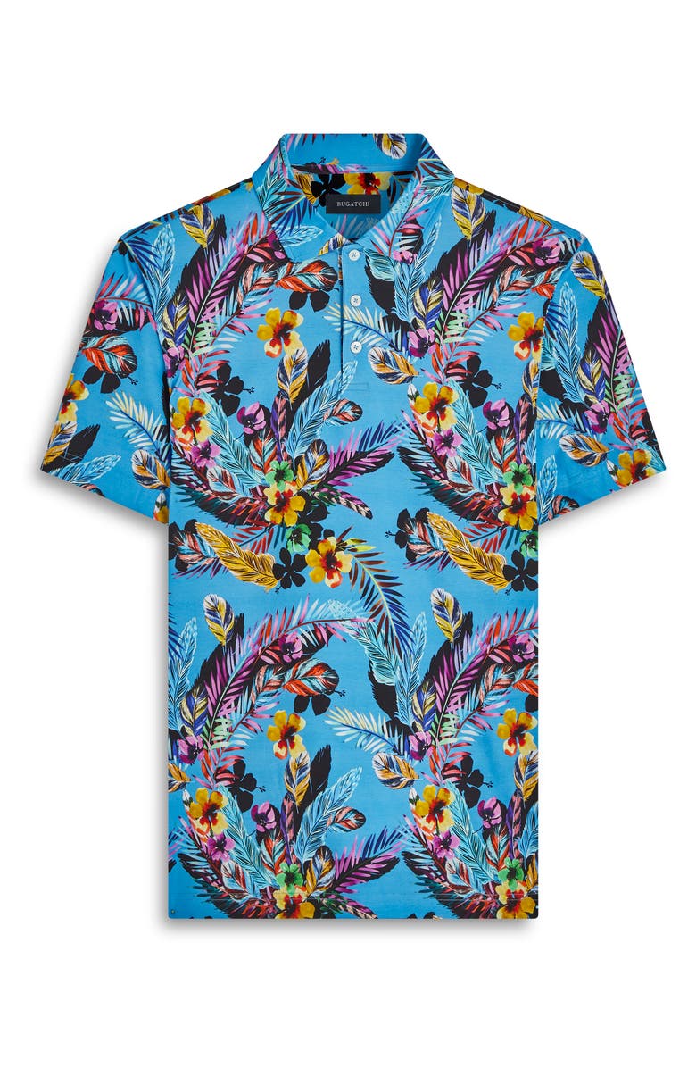 Bugatchi Victor OoohCotton<sup>®</sup> Floral Polo, Alternate, color, Azure