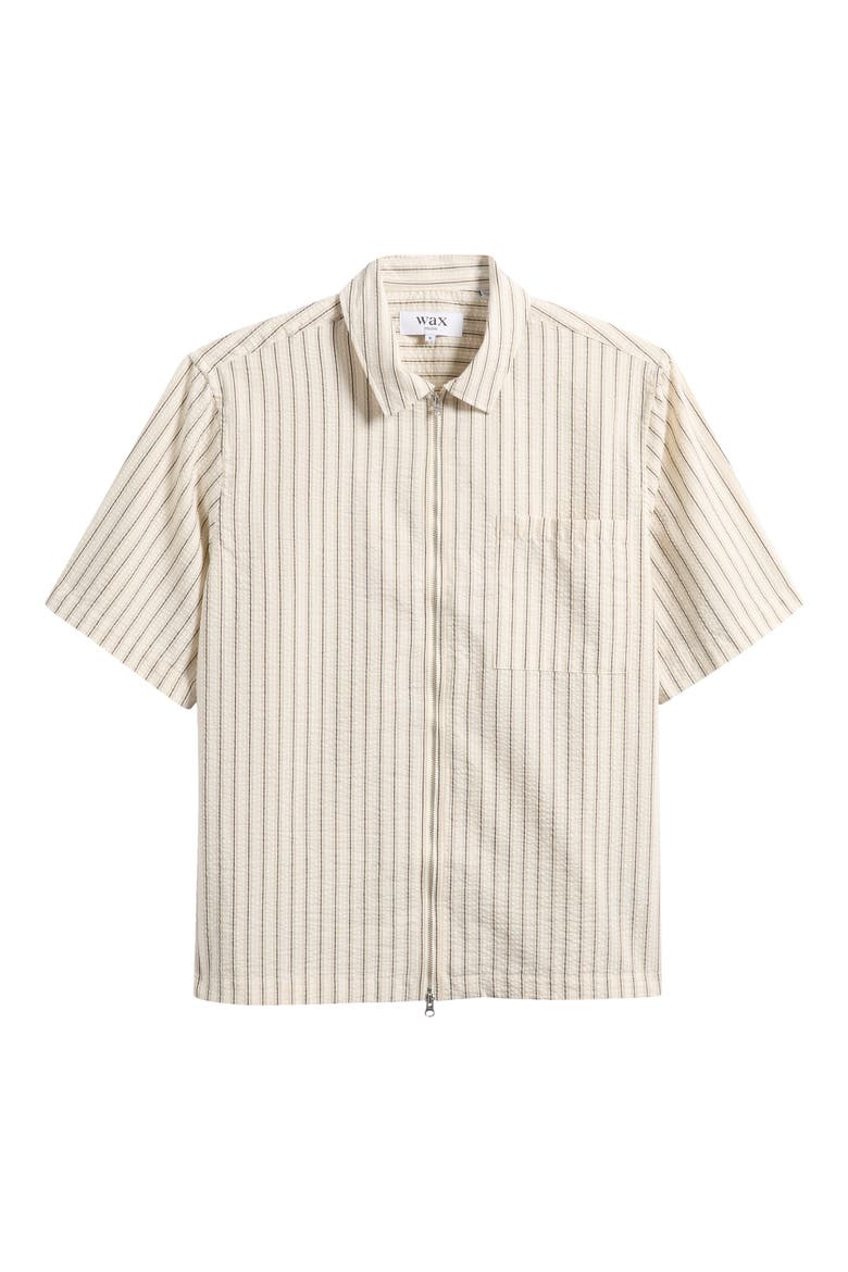 Sears Seersucker Zip Shirt, Main, color, NATURAL / NAVY