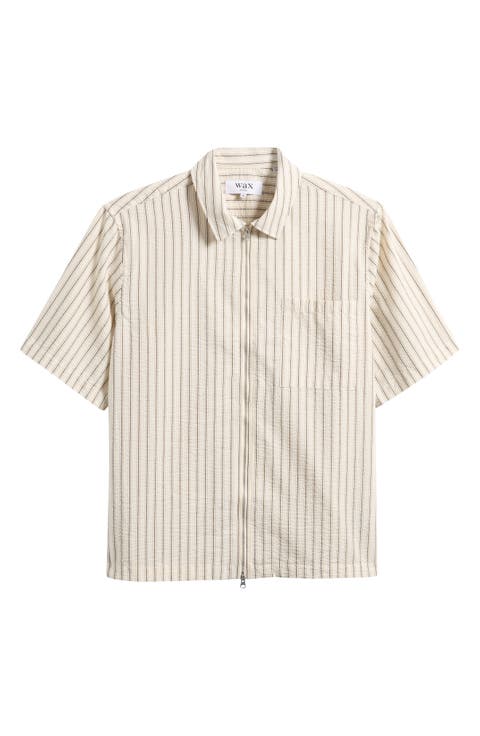 Sears Seersucker Zip Shirt