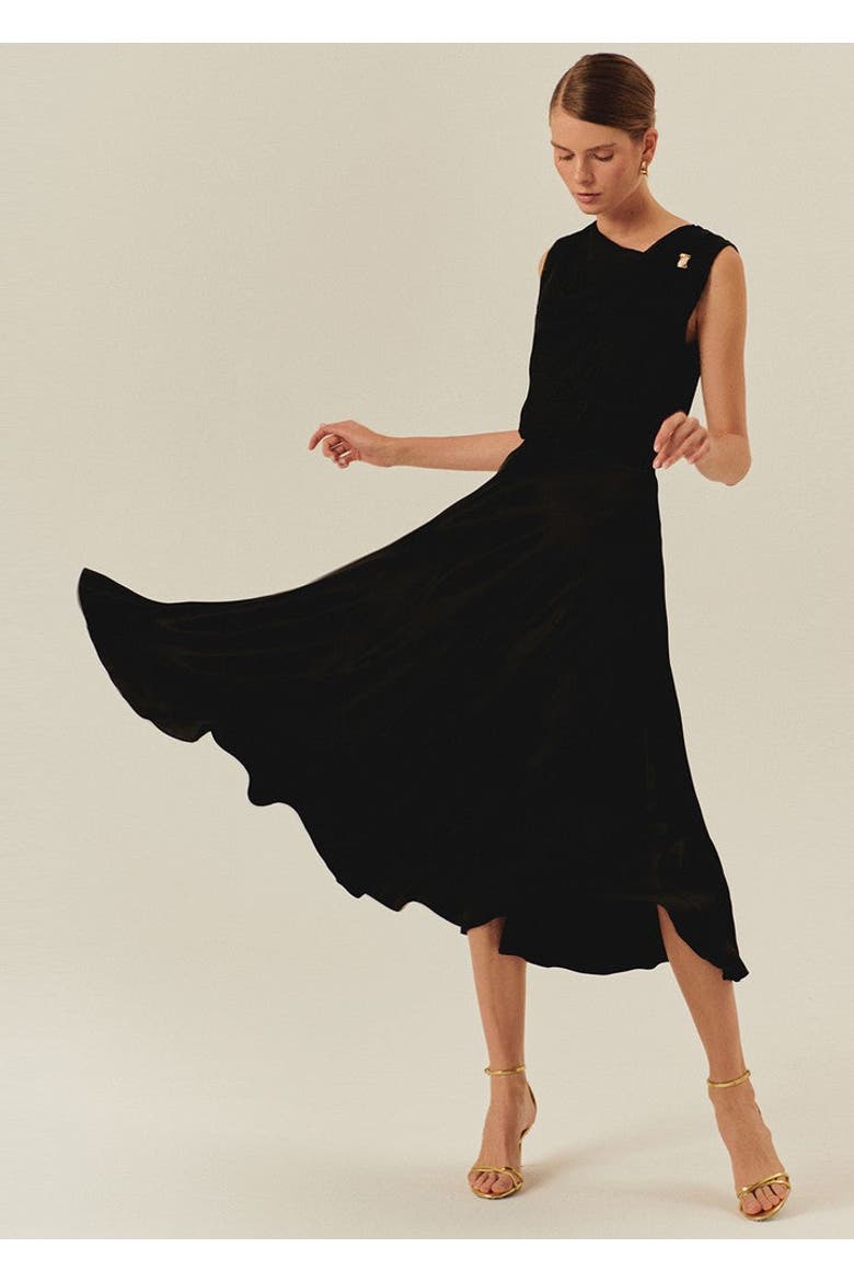 Stephanie Asymmetric Neckline Sleeveless Blouse, Alternate, color, BLACK