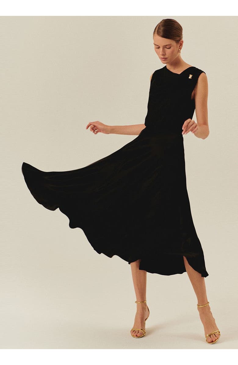 Exquise Stephanie Asymmetric Neckline Sleeveless Blouse, Alternate, color, Black