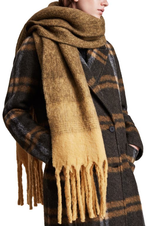 Allsaints Fuzzy Ombré Wool Blend Scarf In Brown