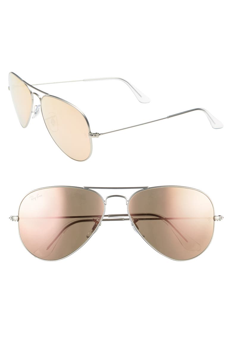 Original Aviator 58mm Sunglasses, Main, color, MATTE SILVER