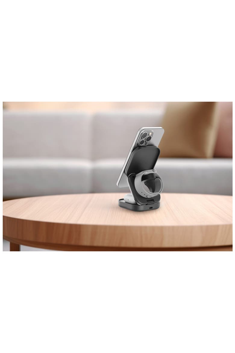 3-in-1 Foldable Wireless Magnet Charge Station, Alternate, color, BLK