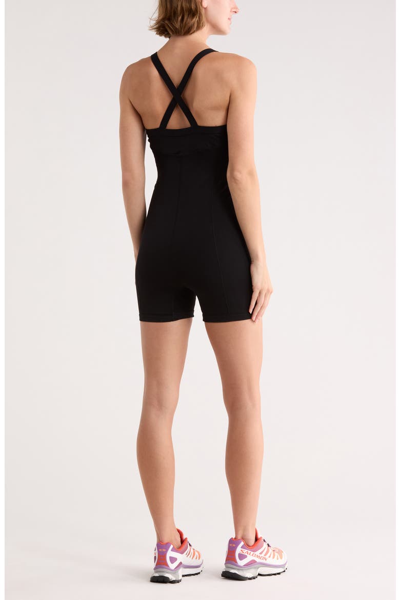 Good Karma Plunge Romper, Alternate, color, BLACK