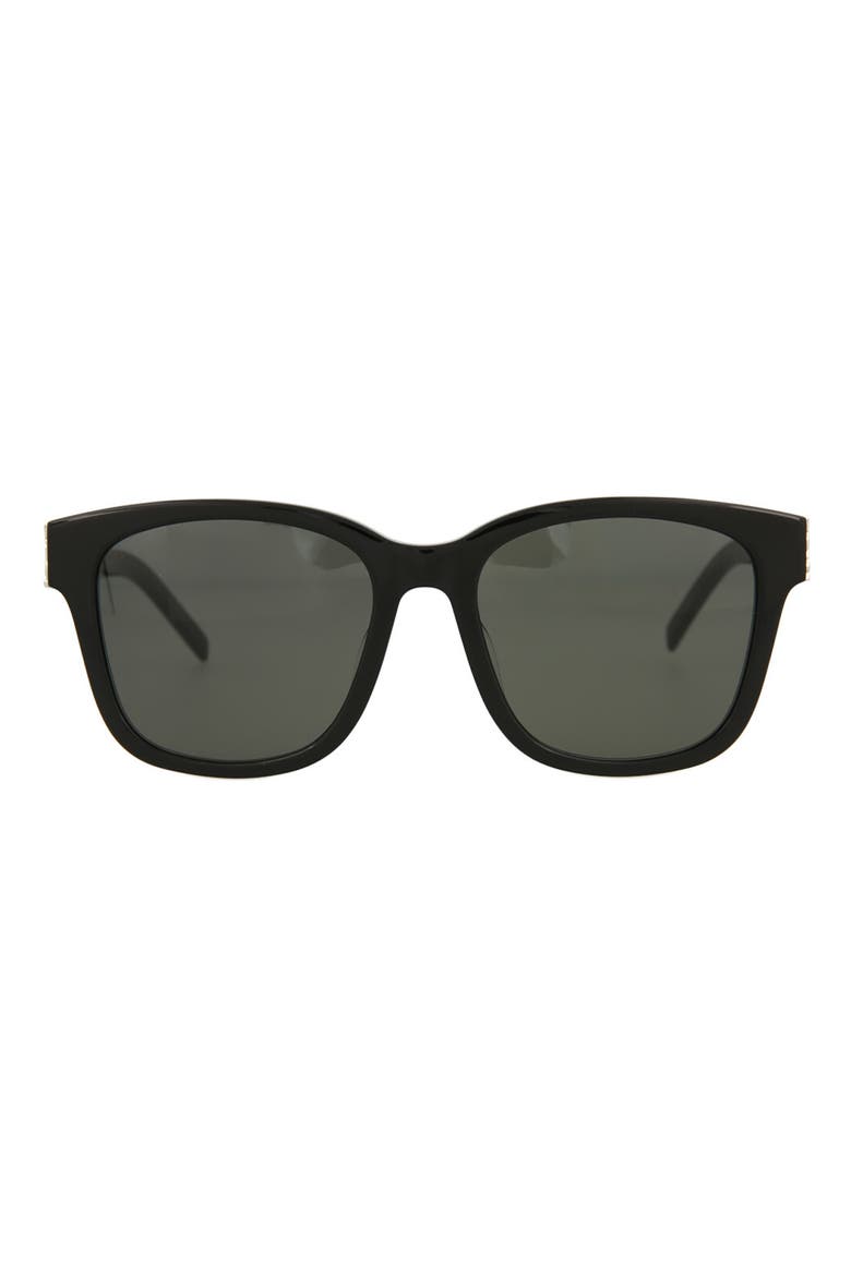 55mm Rectangular Sunglasses, Main, color, BLACK BLACK SILVER